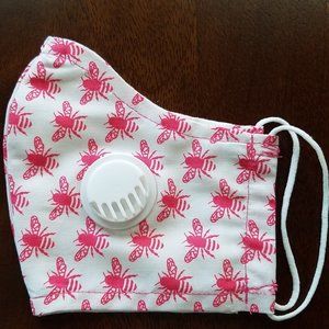 Face Mask ADULT Airflow Valve Pink Bees